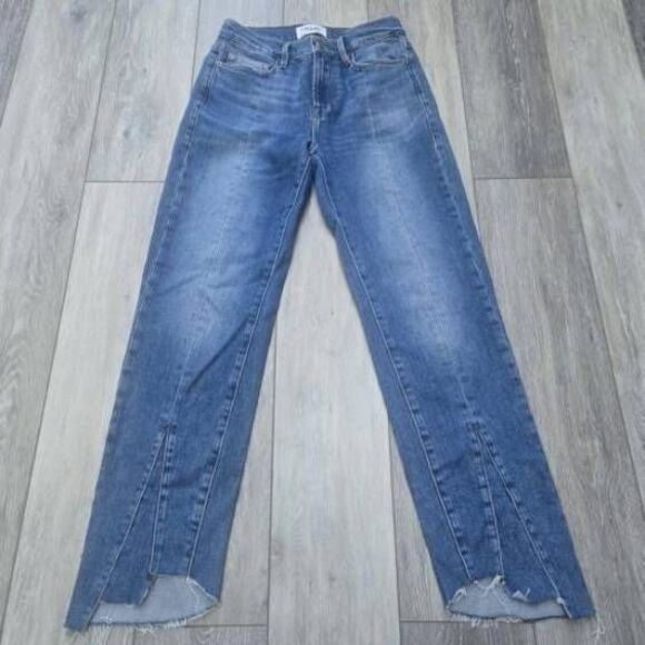 Frame Denim zig zag hem cropped jeans Le Nouveau Straight STYLE: GENESIS - Picture 1 of 10